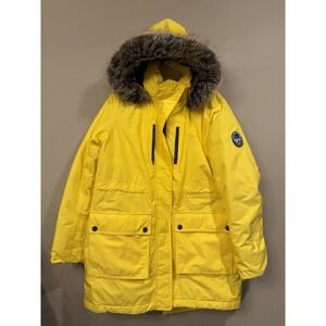 Lands End Women's Expedition Yellow Parka‎ Fur Hood Med